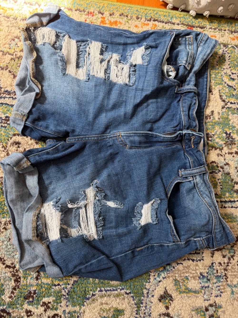 Cello Distressed Blue Denim Jean Shorts